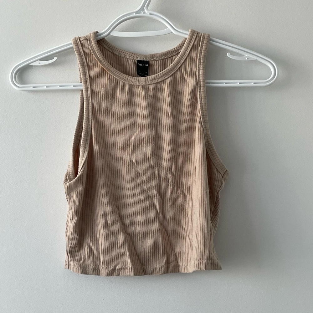 Beige Ribbed Crop Tank - size XS/US 2